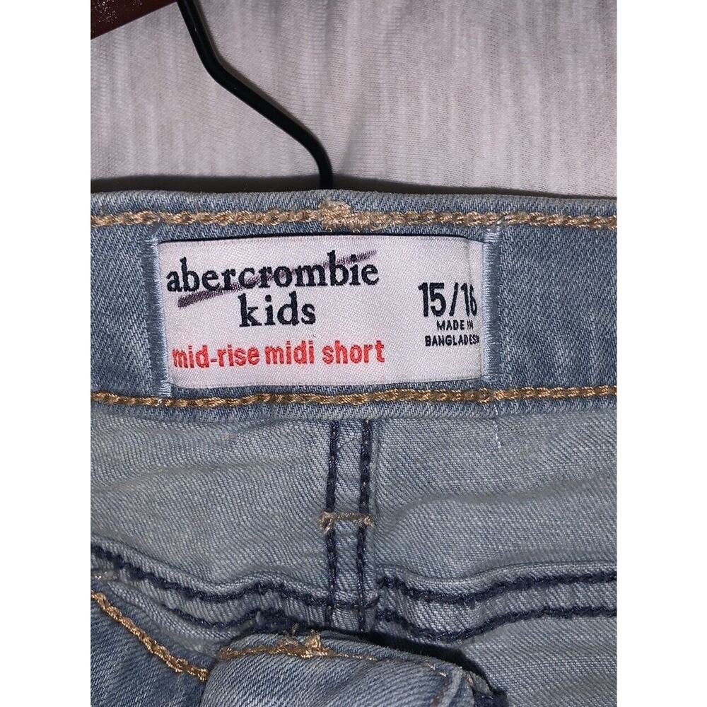 Abercrombie Kids Girls Denim Shorts W/Paint Marks Size 15/16 Mid-Rise Midi Short - Picture 3 of 5